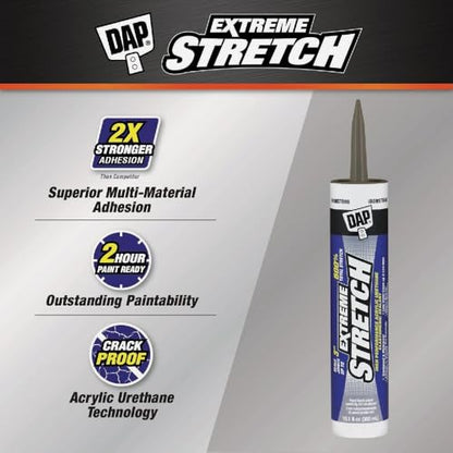 DAP Extreme Stretch Acrylic Urethane Premium Elastomeric Sealant, Iron Stone, 10.1 Oz (7079818712) - color: Iron Stone, size: 10.1 Fluid ounce