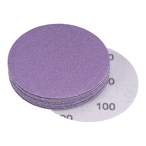 uxcell 10Pcs 3-Inch Purple Sanding Discs 100 Grits Hook and Loop Professional Aluminum Oxide Sand Paper Wet Dry Polish for Wood Metal Paint Finishing - style: 100 Grit