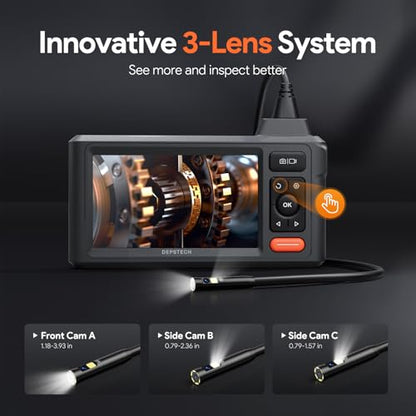 DEPSTECH 50FT Endoscope Camera, 5" IPS Screen Triple Lens Inspection Camera