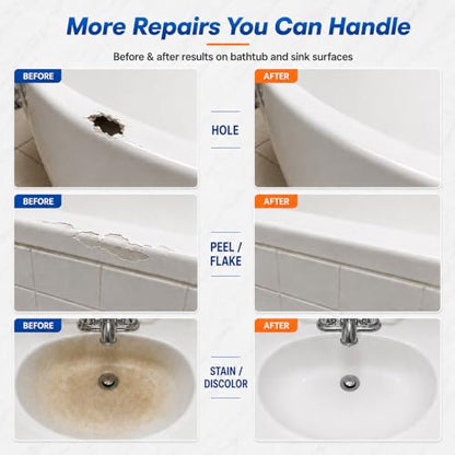 Porcelain Repair Kit White, High-Gloss Chipped Sink, Tub & Tile Repair Kit - color: No.01 White