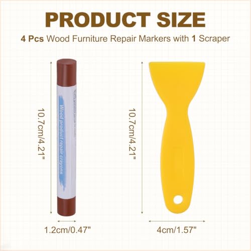 PATIKIL 4Pcs Wood Furniture Repair Markers with Scraper, Dark Brown - color: Dark Brown