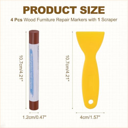 PATIKIL 4Pcs Wood Furniture Repair Markers with Scraper, Dark Brown - color: Dark Brown