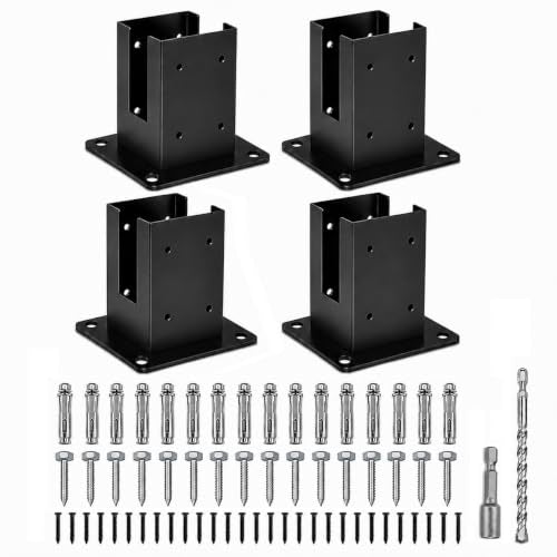 4 Pcs 4"× 4" Post Base (Inner Size 3.5"x3.5") Post Brackets - size: 4P*Post Base