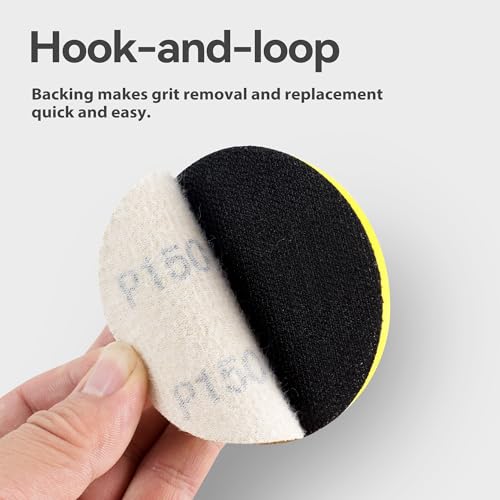 CowboyBOB 3 Inch 50PCS Hook and Loop Sanding Discs No Hole 150 Grit Gold Aluminum Oxide Orbital Sander Sandpaper Air Random Orbital Sander Paper for Wood Auto Body Paint Metal Polishing Use - size: 50 PCS 150 Grit