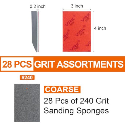 28 Pcs 240 Grit Sanding Sponge Soft Foam Hand Sanding Blocks | Coarse Grit Sandpaper,Wet Dry Sanding Pads for Automobile Wood Furniture Metal Drywall Surface Polishing - style: 240 Grit 28PCS