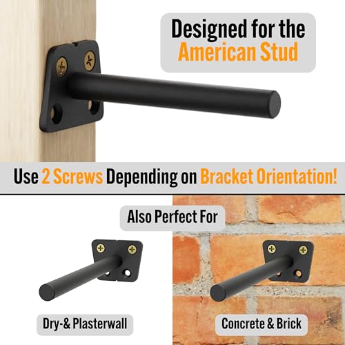 EVALD 6 Inch Floating Shelf Brackets, Hidden Shelf Brackets for Floating Shelves, Heavy Duty Shelf Bracket with Screws & Anchors, Floating Shelf Mount (4 Pack) - size: 6 Inch, style: 4 Pack All-purpose