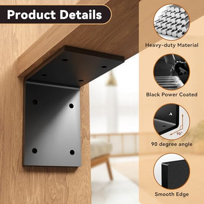 2 Pcs 6x6 Post to Beam Corner Brackets for Wood,Thickness 6mm