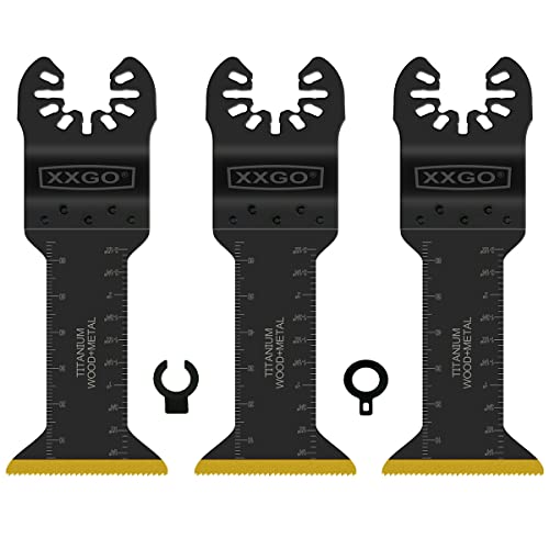XXGO 3 Pcs Extra Long Metal Cutting Titanium Oscillating Multitool Blade - size: Titanium Multi Tool Metal Blades - 3 Pcs