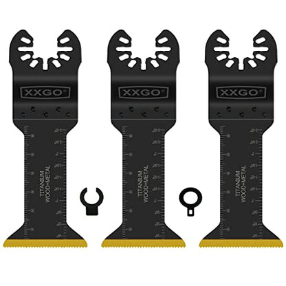 XXGO 3 Pcs Extra Long Metal Cutting Titanium Oscillating Multitool Blade - size: Titanium Multi Tool Metal Blades - 3 Pcs
