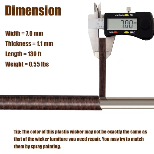 Wicker Repair Kit, Mottled Dark Brown, Polyethylene Material for Patio Furniture Repair, 130ft, High Strength - color: Mottled Dark Brown, size: 0.55 Lbs