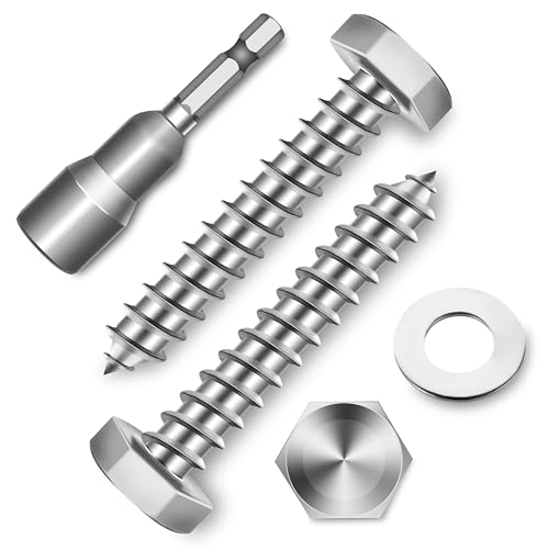 (20-Set) 1/4 x 1-1/2" Lag Screws for Wood, Stainless Steel Heavy Duty Hex Head Lag Bolts, ASME B18.2.1 Commercial/Industrial Grade Mounting Screws Bolts Kit by Marysino - color: Silver, size: 1/4 x 1-1/2"