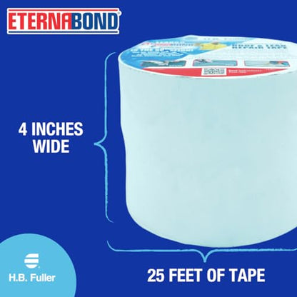 EternaBond RoofSeal White 4" x25' MicroSealant UV Stable RV Roof Seal Repair Tape | 35 mil Total Thickness - EB-RW040-25R - One-Step Durable, Waterproof and Airtight Sealant - color: White, size: 4" x 25'