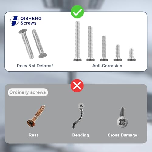 QISHENG 100 PCS Black Head #6-32X1 Stainless Steel Phillips Flat Head Machine Screws,DIY,Repair,Install Furniture and Electrical Appliances Screws,Stainless Steel 18-8 A2(304) Screw - color: Black, size: #6-32X1"