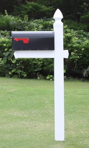 4Ever Products Richmond White Vinyl No-Dig Mailbox Post System with Stake - size: Large