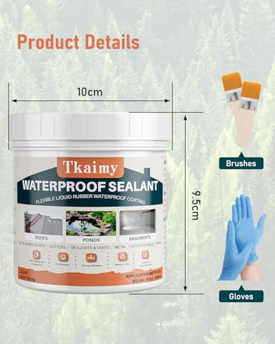 Tkaimy Transparent Waterproof Coating 17oz, Stop Leak - color: Clear, size: 17 OZ