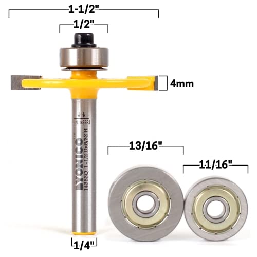 YONICO Biscuit Cutter Joint Slot Router Bit & Bearing Set 1/4-Inch Shank 14383q - style: Biscuit Cutter & 3 Bearing Set - 1/4" Shank