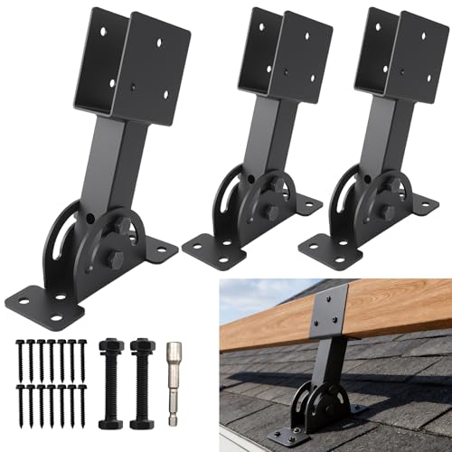 3 Pcs 2“x 4”Heavy Duty Roof Riser Brackets Kit - color: Black -2×4, size: Set 3