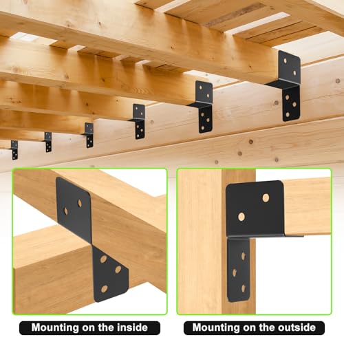 4 Pcs Post Caps Tie Bracket for 2x4 Post, Black - style: 2X4