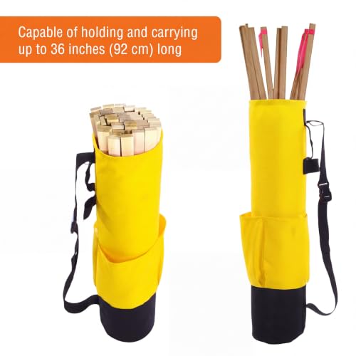 36 Inches Heavy Duty Lath Bag, 3 Pockets - color: Black and Yellow, size: 8" X 33.5"