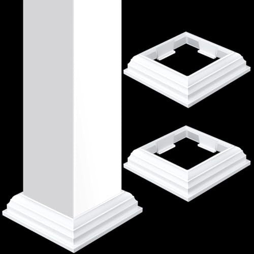 Thyle 2 Pack 4x4 Inch Vinyl Post Skirts One-piece Post Base Trim, White - size: 4x4 Inch