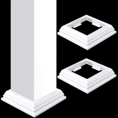 Thyle 2 Pack 4x4 Inch Vinyl Post Skirts One-piece Post Base Trim, White - size: 4x4 Inch