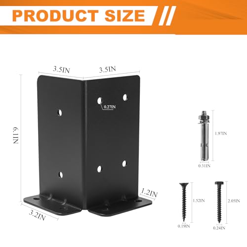 4"X4" Post Anchor Base 4Set,Adjustable Post Base for 4X4 6x6 Post - size: 4X4