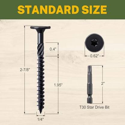 LIONMAX Structural Wood Lag Screws #14 x 2-7/8 Inch, 30PCS, Black - size: #14 x 2-7/8"