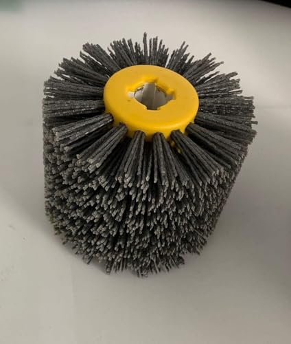 SIGNI Abrasive Nylon Drawing Wheel Drum Burnishing Polishing Brush for wooden furniture floor polishing 120X100mm 400 Grit 1pack - size: 400 Grit, Black