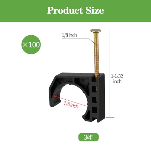 100 Pack 3/4" Half Clamps J-Hook with Nails Set - color: 100pcs J-hooks, size: 3/4 Inch