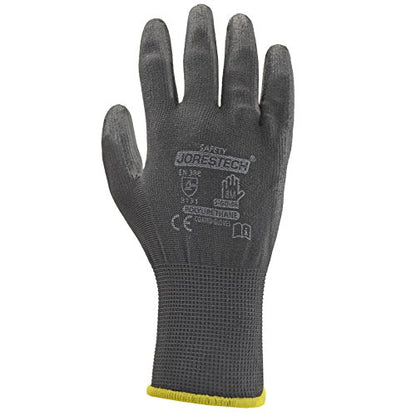JORESTECH PU-Coated Work Gloves, Black, Tactile Grip, 12-Pack, GD-06