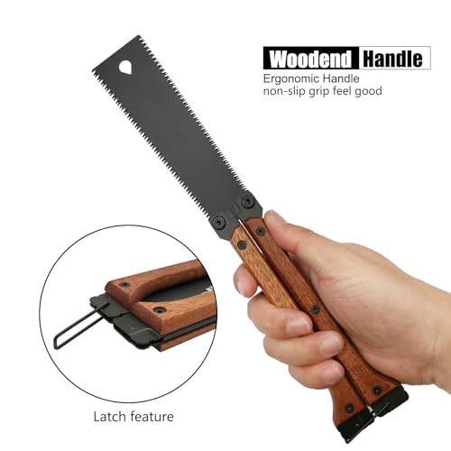 Folding Hand Saw - 5.5inch, 11TPI Pruning Saw with Smooth Cuts & Flush Cut Feature for Camping and Gardening