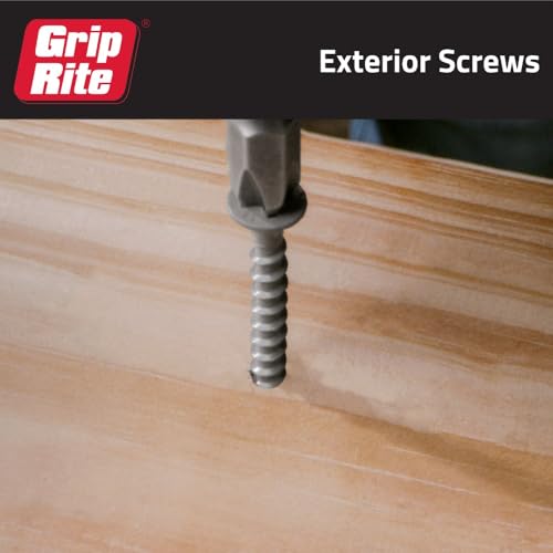 Grip-Rite Exterior Screws - Safe for Use in Treated Lumber - #2 Phillips Bugle Head - Coarse Thread Deck Screws - PrimeGuard Coating - 1lb Box - #9 x 3 - Gray - PTN3S1