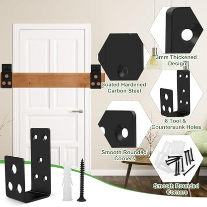 Catcan 2x4 Door Barricade Brackets, 4 Pack Heavy Duty Security Bar for Wood