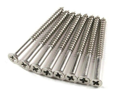 Long Wood Screws for Door Hinges Satin Nickel 9 x 2 1/4 Inch 24-Pack - color: SATIN NICKEL