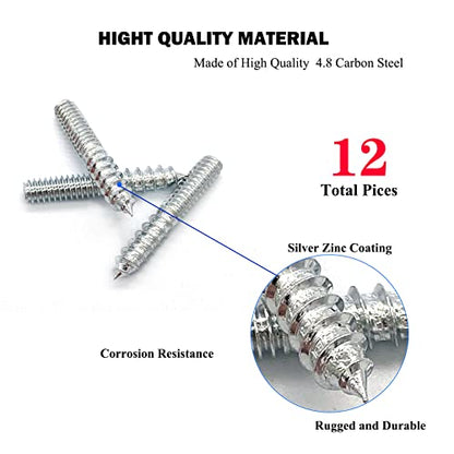 12 Pack 1/4-20 x 1-1/2 Inch Silver Hanger Bolts 1/4-20" Double Headed Bolts 1/4 Wood Dowel Screw Self-Tapping Screw Hanger Bolts for Furniture Screws Double Screw Threaded Rods Bolt 37mm length - size: Silvery 1/4-20"x1-1/2"-12PCS