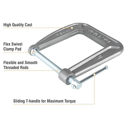 Olympia Tools C-Clamp, 38-134, (3" X 4.5") - size: 3-Inch x 4.5-Inch
