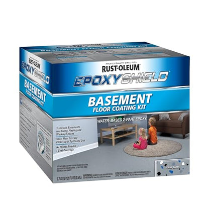 Rust-Oleum EpoxyShield Satin Gray Basement Floor Coating Kit - color: Gray