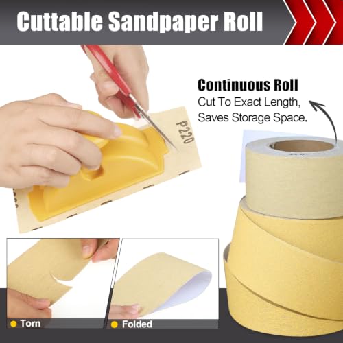 BOSHCRAFT 320 Grit PSA Longboard Sandpaper, 2-3/4" x 20 Yds Self-Adhesive Sand Paper for Woodworking & Automotive Air File Sander - size: 320 grit