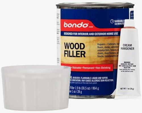 Bondo 20082 Wood Filler, Paste, Pungent Styrene, Yellow, 1 qt Can, Sold as 3 Pack