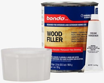 Bondo 20082 Wood Filler, Paste, Pungent Styrene, Yellow, 1 qt Can, Sold as 3 Pack