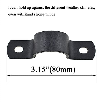 Hahiyo Two Holes Pipe Tube U Bracket Clamps 27MM Heavy Duty No Rust Shiny Strong Resist Wind No Sharp Rigid Strap Clip Conduit Ring Carbon Steel Material Black for Fixing Supporting Decorating 10pcs - size: 27 mm inside diameter