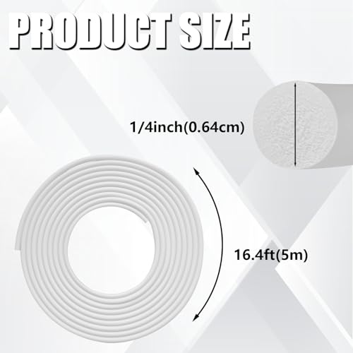 Backer Rod 1/4 Inch, EPDM Rubber Foam Caulk Saver 16.4' White Weather Strip Seal for Concrete Joints, Wall Cracks, Driveway and Joint Fillers. - style: White-16.4'