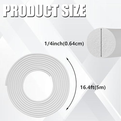 Backer Rod 1/4 Inch, EPDM Rubber Foam Caulk Saver 16.4' White Weather Strip Seal for Concrete Joints, Wall Cracks, Driveway and Joint Fillers. - style: White-16.4'