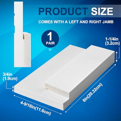 CroBlissful 1 Set 8 Inch L X 4-9/16 Inch W X 1-1/4 T Exterior Door Jamb Repair Kit, Jamb Paintable Wood Rotted Door Frame Repair Kit for Exterior Frame - size: 8 Inch L X 4-9/16 Inch W X 1-1/4 T