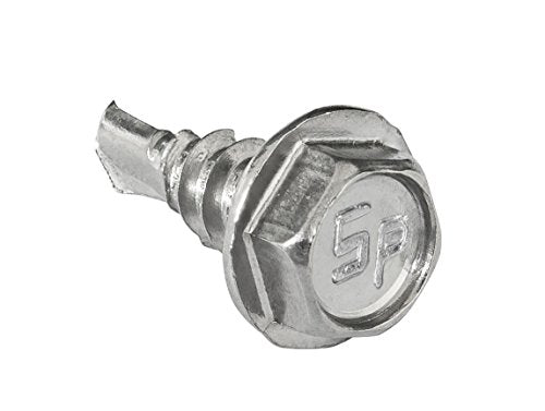 #8 x 1/2" Hex Washer Head Self-Drilling Tek Screw Zinc Plated Steel for Attaches Sheet Metal Steel or Steel to Metal - Box of 100 - size: #8-18 Thread x 1/2" Long