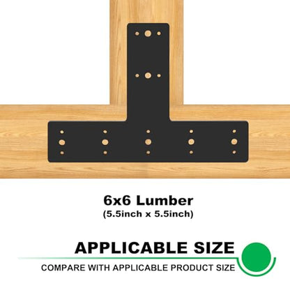 2pcs 14x10 T Post Timber Bracket for Wood 4x4 Black Mending Plate - size: T-14x10