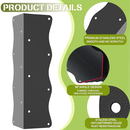 8Pcs Heavy Duty Metal Raised Garden Bed L-Shape Corner Brackets (11"x3"x3") - color: Black