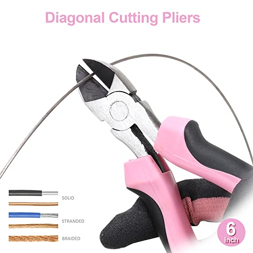 FASTPRO 5-Piece Pink Pliers and Wrench Set with Storage Bag - color: Pink