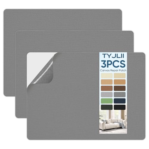 Canvas Repair Patch，Waterproof Self Adhesive Fabric Patch for Tent,Boat Cover,Canopy,Umbrella,Furniture Cover,Awning,Luggage,Couch.(8.3″ x 11″-Dark Grey) - color: Dark grey
