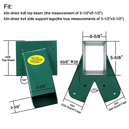 BETOOLL A-Frame 2 Brackets Swing Set Bracket with Mounting Hardware (Green) - style: End Brackets(2Pcs-Green)